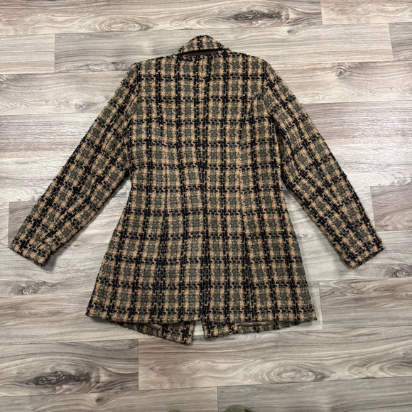 Soft Surroundings Yorkshire Houndstooth Green Tweed Coat Size Petite Small - Picture 9 of 10